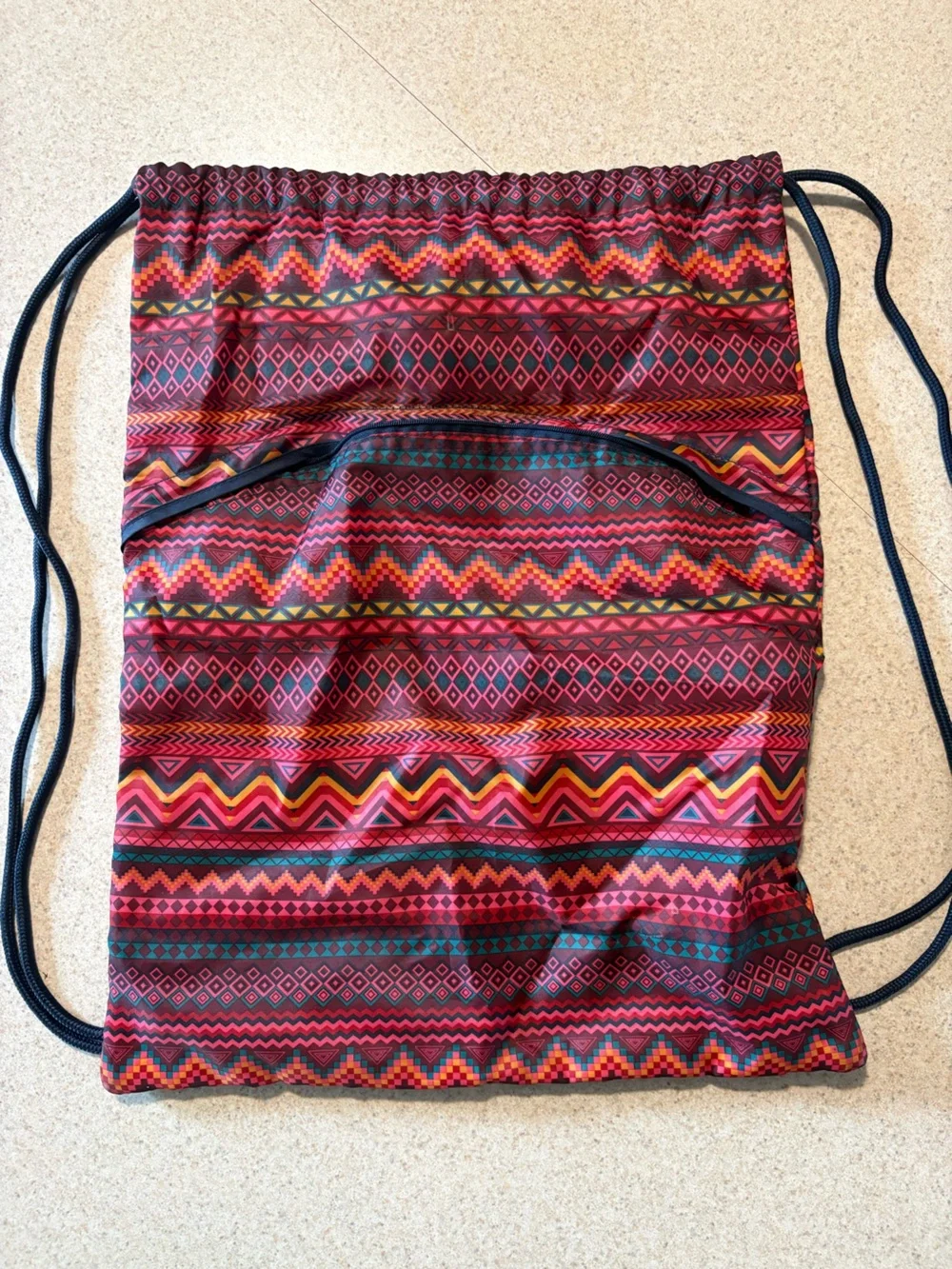 thirty-one Red & Teal Geometric Drawstring Backpack